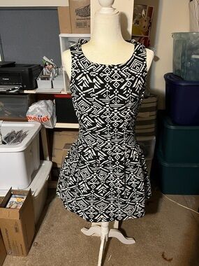 Forever 21 Black & White Aztec Print Sleeveless Mini Dress